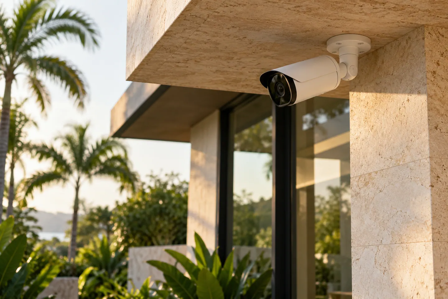 Camera mounted at a building entrance